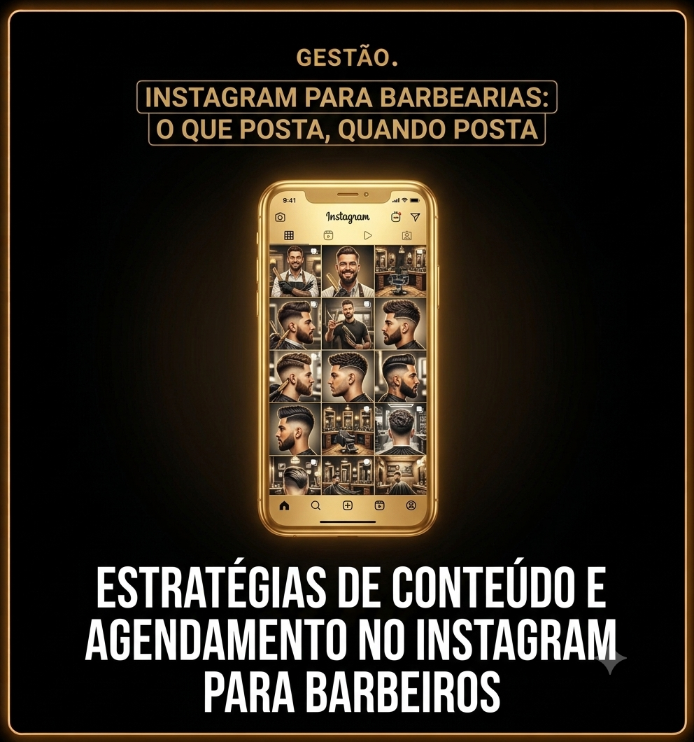 Barbeiro fotografando resultado do corte para publicar no Instagram da barbearia